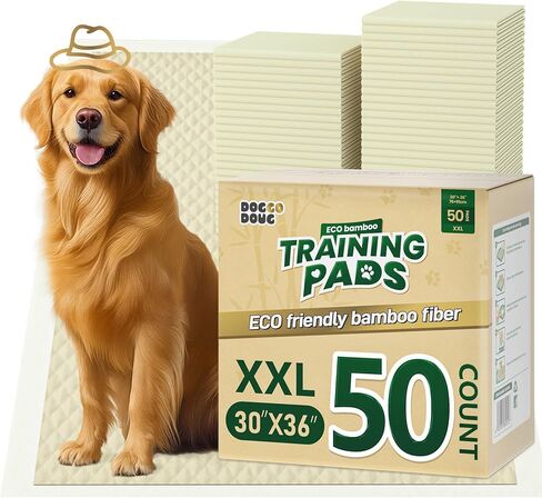Puppy Pads 50 Count XXL Extra Large 30"x36" Bamboo Training Pads Deodorizing Leakproof Quick Drying Dog Pee Pads Super Absorbent Disposable Pee Pads for Dogs with Adhesive Tabs in Kuwait