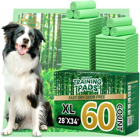 Puppy Pads 50 Count XXL Extra Large 30"x36" Bamboo Training Pads Deodorizing Leakproof Quick Drying Dog Pee Pads Super Absorbent Disposable Pee Pads for Dogs with Adhesive Tabs in Kuwait