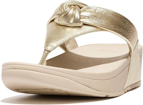 FitFlop Women's Lulu Padded-Knot Metallic-Leather Toe-Post Sandals Wedge in Kuwait