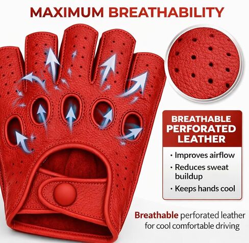 Fingerless Gloves Men, Leather Fingerless Gloves for Driving, Motorcycle, Riding, Costume, Cosplay and Cycling, Mens Gloves in Kuwait