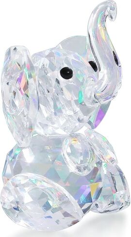 DUQGUHO Crystal Glass Elephant Decor Cute Elephant Gifts for Women White Elephant Crystal Figurines Inspirational Gifts for Women Mom Crystal Figurines Collectible Gift for Elephant Lovers in Saudi Arabia