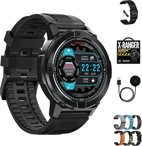CARBINOX X-Ranger Smart Watch (Answer/Make Calls), Rugged Fitness Tracker IP69K Waterproof, Compatible with Android and iOS, 14 Days of Battery Military Durable, AMOLED Screen in Saudi Arabia
