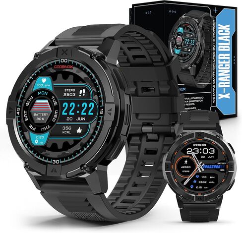 CARBINOX X-Ranger Smart Watch (Answer/Make Calls), Rugged Fitness Tracker IP69K Waterproof, Compatible with Android and iOS, 14 Days of Battery Military Durable, AMOLED Screen in Kuwait