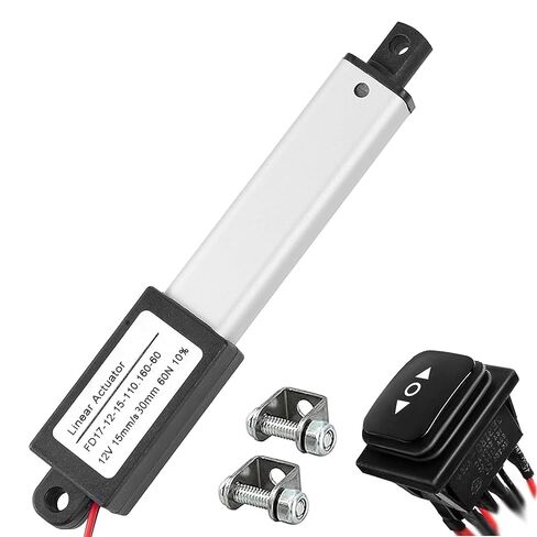 AWINLI 12V 4 "Mini Linear Actuator with Instantaneous Switch,60N(13.4 lb) Mini Electric Motion Actuator Waterproof Speed 15mm/s with Mounting Bracket for Pet Doors,Robots,Micro Devices (100mm) in Kuwait