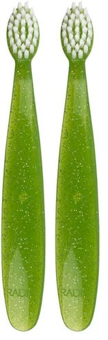 RADIUS Totz Toothbrush Extra Soft Brush BPA Free & ADA Accepted Designed for Delicate Teeth & Gums for Children 18 Months & Up - Green Sparkle - Pack of 2 in Kuwait