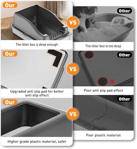 صندوق القمامة من الفولاذ المقاوم للصدأ مع الغطاء مغرفة ودرج المعدن القمامة صندوق القمامة غير اللزجة ، مضاد للتسرب ، سهلة التنظيف صناديق القمامة المغلقة مع حاوية الجوانب عالية الجدار in Kuwait