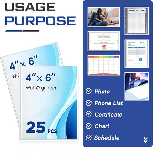 Thyle 25 قطعة منظم حائط مقصورة لأسطح القماش مع ملحقات حائط مقصورة بخطاف وحلقة مقاس 8.5 × 11 بوصة إطار صورة مقصورة لمستندات التقويم والصور والشهادات والرسوم البيانية وقوائم الرموز in Kuwait