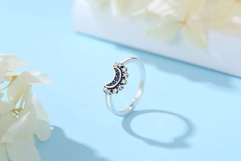 Nbsameng 925 Sterling Silver Stacking Ring with CZ Zirconia, Gift for Women Girls, Texture (Size 9) in Kuwait