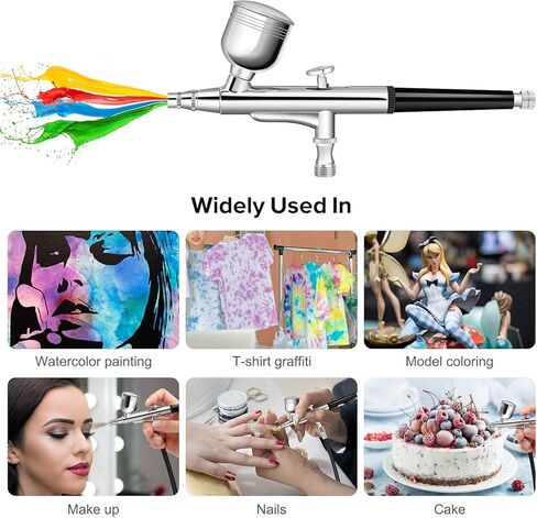 Airbrush Kit with Compressor Rechargeable Cordless Portable High-Pressure Air Brush Set with 0.3mm/0.5mm Nozzle and Cleaning Brush Set for Painting Art Model Makeup Nail Cake Decorating Tattoo Pink in Kuwait