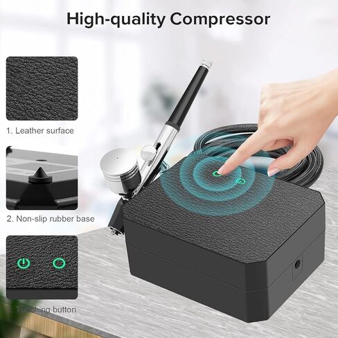 Airbrush Kit with Compressor Rechargeable Cordless Portable High-Pressure Air Brush Set with 0.3mm/0.5mm Nozzle and Cleaning Brush Set for Painting Art Model Makeup Nail Cake Decorating Tattoo Pink in Kuwait