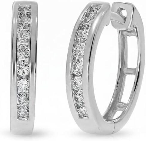 La Joya Lab Grown Diamond Huggie Earrings for Women | 1/4-1/2 CT TW 925 Sterling Silver Diamond Huggie Hoop Earrings | Dainty and Petite Small Diamond Hoop Earrings in Kuwait