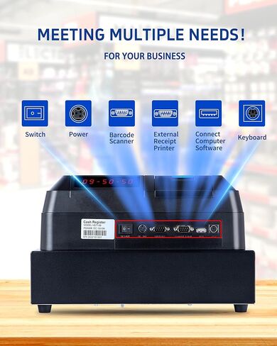 Cash Register for Small Businesses with Scanner, Electronic Cash Registers with Dual Display for Cashier and Customer, Auto Receipt Print& Cash Drawer for Store/Restaurant in Kuwait