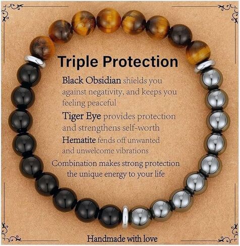 MILAKOO 8mm Tiger Eye Bracelet Stretch Elastic Rope Wristlet for Men Women Protection Bracelet in Kuwait