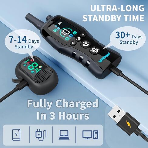 طوق تدريب على صدمة الكلاب 4900 قدم طوق مدرب الحيوانات الأليفة مع وظيفة عن بُعد/مكالمة/طوق كهربائي مضاد للماء للكلاب القابلة لإعادة الشحن لجميع السلالات ، 3 أوضاع تدريب (10-120s) in Kuwait