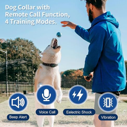 طوق تدريب على صدمة الكلاب 4900 قدم طوق مدرب الحيوانات الأليفة مع وظيفة عن بُعد/مكالمة/طوق كهربائي مضاد للماء للكلاب القابلة لإعادة الشحن لجميع السلالات ، 3 أوضاع تدريب (10-120s) in Kuwait