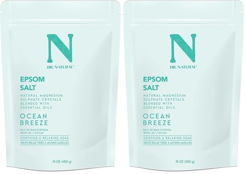 Dr. Natural Epsom Salt - Bath Salts for Stress Relief - Relaxing, Softening Epsom Salt Bath Soak - Magnesium Boost - Green Tea and Chamomile - 15 oz in Kuwait