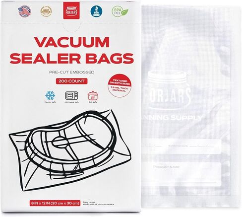 FORJARS Vacuum Sealer Bags For Food Storage - Method Sous Vide Cooking - Pack of 100 count Pre-Cut Size Bags, Perfect for Food Storage and Cooking - Ideal for Home and Commercial Use (11x16 (100pcs)) in Saudi Arabia