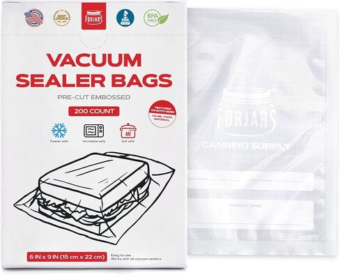 FORJARS Vacuum Sealer Bags For Food Storage - Method Sous Vide Cooking - Pack of 100 count Pre-Cut Size Bags, Perfect for Food Storage and Cooking - Ideal for Home and Commercial Use (11x16 (100pcs)) in Saudi Arabia