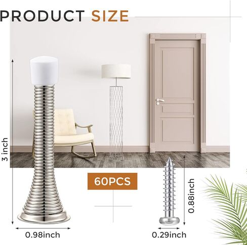 Sadnyy 100 Pcs Spring Door Stopper with Rustproof Screw Rubber Bumper Tips, 3" Flexible Heavy Duty Spring Wall Door Stop Low Mounted Door Bumper for Home Spring Door Stoppers for Bottom of Door in Kuwait