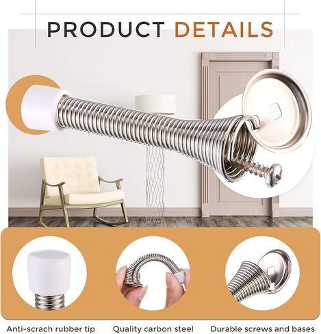 Sadnyy 100 Pcs Spring Door Stopper with Rustproof Screw Rubber Bumper Tips, 3" Flexible Heavy Duty Spring Wall Door Stop Low Mounted Door Bumper for Home Spring Door Stoppers for Bottom of Door in Kuwait