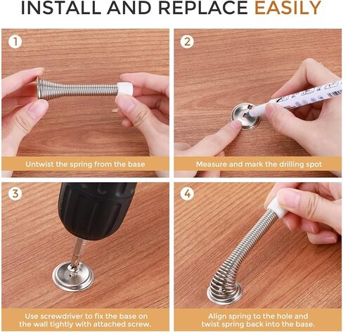 Sadnyy 100 Pcs Spring Door Stopper with Rustproof Screw Rubber Bumper Tips, 3" Flexible Heavy Duty Spring Wall Door Stop Low Mounted Door Bumper for Home Spring Door Stoppers for Bottom of Door in Kuwait