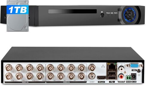 1080p 16 Channel Security Recorder DVR, 16CH Surveillance Video Recorder for Security Camera,5MP Hybrid 5-in-1 Camera DVR AHD/TVI/CVI/CVBS/IP with Human Detection, Remote Access(with 2TB Hard Drive) in Saudi Arabia