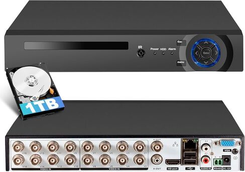 1080p 16 Channel Security Recorder DVR, 16CH Surveillance Video Recorder for Security Camera,5MP Hybrid 5-in-1 Camera DVR AHD/TVI/CVI/CVBS/IP with Human Detection, Remote Access(with 2TB Hard Drive) in Saudi Arabia