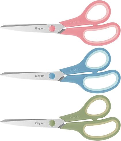 iBayam Scissors All Purpose, 9.3 Inch Scissors Heavy Duty Stainless Steel Scissors for Home Household Cutting Fabric Leather, Sewing Shears, Paper Box Cutter, Package Opener, Hand Cutting Tools in Kuwait
