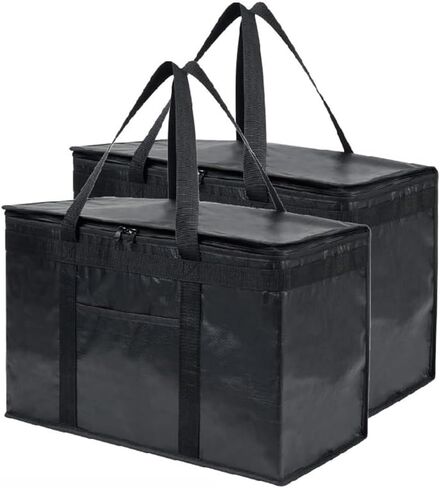 حقيبة تبريد معزولة مقاس 3XL من NZ Home وجهاز تسخين الطعام لتوصيل الطعام وتسوق البقالة مع جزء علوي بسحاب، برتقالي (عبوة واحدة) in Kuwait