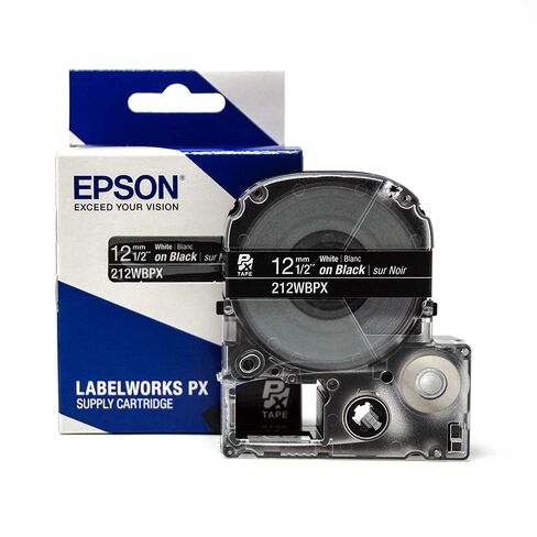 Epson LABELWORKS 212BWPX-5PK PET (Polyester) Tape Cartridge - 5 Unit Case Pack Black on White Standard Industrial Label Maker Tape - 1/2" (12MM) Wide, 30 ft - 5 Pack in Saudi Arabia