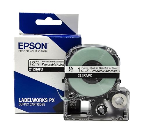 Epson LABELWORKS 212BWPX-5PK PET (Polyester) Tape Cartridge - 5 Unit Case Pack Black on White Standard Industrial Label Maker Tape - 1/2" (12MM) Wide, 30 ft - 5 Pack in Saudi Arabia