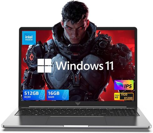 Laptop Computer AMD Ryzen 7 5825U 15.6-inch IPS 16GB DDR4 (2 * 8GB, Dual Channel) 512GB NVMe SSD Windows Laptop Backlit & Numeric Keyboard WiFi 6 HDMI Type-C USB3.2 TRRS Webcam in Kuwait