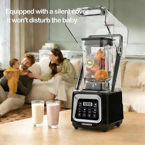 CRANDDI Commercial Smart Smoothie Blender - 2200W High-Power Professional Blenders for Smoothies & More, 4 Pre-Set Programs, Quiet Blender with Removable Shield, 52oz BPA-Free Jar, 120V, K80TS in Kuwait