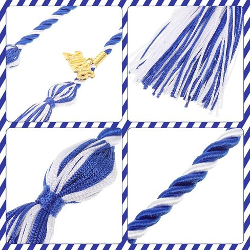 WOANGER 8 PCS الأزرق والأبيض الحبال 67 بوصة الشرف مع شرابة و 2025 سنة تخرج التخرج لطلاب الجامعات دكتور ماجستير in Kuwait