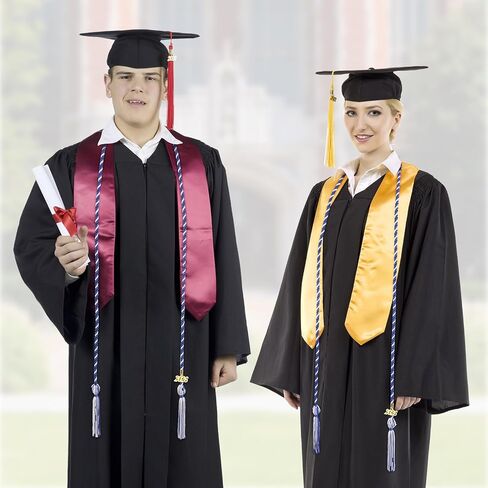 WOANGER 8 PCS الأزرق والأبيض الحبال 67 بوصة الشرف مع شرابة و 2025 سنة تخرج التخرج لطلاب الجامعات دكتور ماجستير in Kuwait