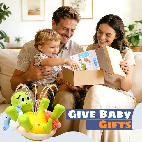 Sizobi Baby Bath Toys, Rechargeable Turtle Bath Toy Sprinkler for Kids Toddler with 5 Rings, Bathtub Fountain Spray Toy for Baby, Mold Free Bath Toys for Kids Ages 1-3 4 5 6 Year Old Girl Boys Gifts in Kuwait