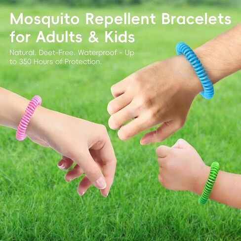 48 Pack Mosquito Repellent Bracelets for Adults & Kids, DEET-Free Wristbands, Individually Wrapped Bug Repellent Bands in Kuwait