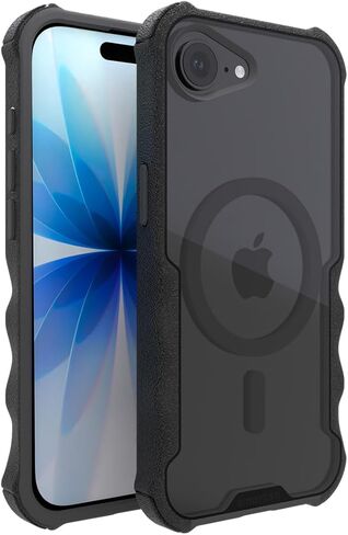 Smartish® iPhone 16E حالة Magsafe Case - Gripzilla [Rugged + Tough] غلاف مغناطيسي للخدمة الرفيعة المغناطيسية مع حماية مختبرة لـ Apple iPhone 16e 2025 - الأسود بوضوح in Kuwait
