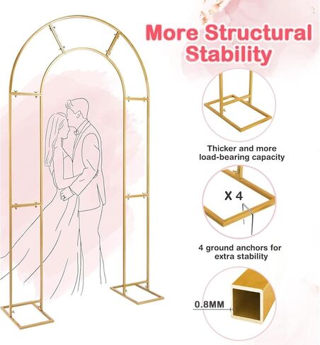 GRINTY OPN ARCH BACKDROP Stand ، 7.2 قدم معدن مزدوج القوس الخلفي إطار U على شكل شكل لحفل زفاف ، دش الطفل ، حفلة عيد الميلاد ، حفلة التخرج ، خلفيات الصور (الذهب) in Kuwait