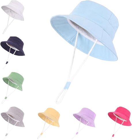 LLmoway Baby Sun Hat Toddler Bucket Hats for Boys Girls Summer Beach UV Protection Lightweight Kids Summer Hat with Strap in Kuwait