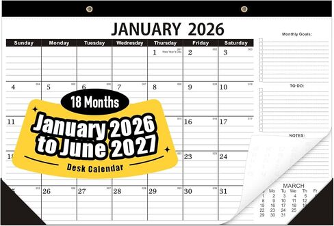 Desk Calendar 2025-2026 -18 Months-JULY 2025 to December 2026,Desk calendar 2025,12x17 in,Calendar 2025-2026,Office Desk Calendar 2025-2026 in Kuwait