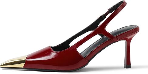 MeiLuSi Slingback Heels for Women IN3 Kitten Heels Metal Pointed Toe Pumps Backless Heels Slip on Elastic Strap Party Dress Shoes in Kuwait