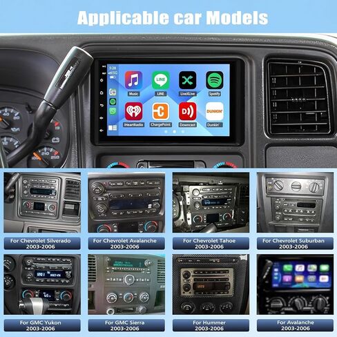 Car Stereo Radio for 2003 2004 2005 2006 Chevrolet Chevy Silverado Tahoe GMC Sierra Yukon, 7 IPS Touch Screen Car Radio Android 13 Wireless CarPlay/Android Auto GPS,Backup Camera/DSP/SWC, 2G+32G in Kuwait