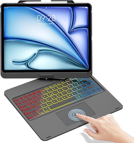 Keyboard Case for iPad Air 13 (M3 2025/M2 2024) & iPad Pro 12.9 Inch 6th/5th/4th/3rd Generation Keypad Case with 7 Colors Backlit, Wireless Key Board Smart Cover with Pen Holder for Pro12.9 2018-2022 in Kuwait