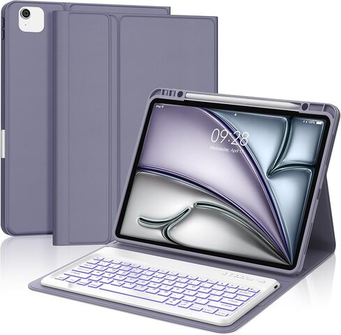 Keyboard Case for iPad Air 13 (M3 2025/M2 2024) & iPad Pro 12.9 Inch 6th/5th/4th/3rd Generation Keypad Case with 7 Colors Backlit, Wireless Key Board Smart Cover with Pen Holder for Pro12.9 2018-2022 in Saudi Arabia