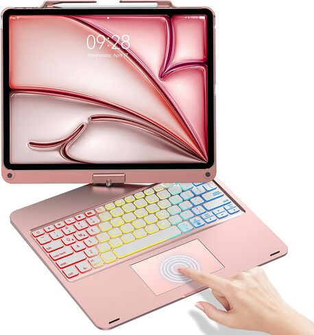 Keyboard Case for iPad Air 13 (M3 2025/M2 2024) & iPad Pro 12.9 Inch 6th/5th/4th/3rd Generation Keypad Case with 7 Colors Backlit, Wireless Key Board Smart Cover with Pen Holder for Pro12.9 2018-2022 in Saudi Arabia