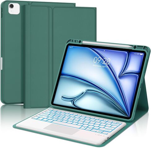 Keyboard Case for iPad Air 13 (M3 2025/M2 2024) & iPad Pro 12.9 Inch 6th/5th/4th/3rd Generation Keypad Case with 7 Colors Backlit, Wireless Key Board Smart Cover with Pen Holder for Pro12.9 2018-2022 in Saudi Arabia