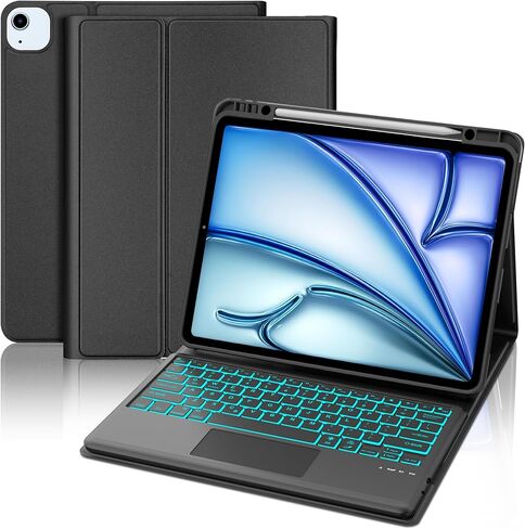 Keyboard Case for iPad Air 13 (M3 2025/M2 2024) & iPad Pro 12.9 Inch 6th/5th/4th/3rd Generation Keypad Case with 7 Colors Backlit, Wireless Key Board Smart Cover with Pen Holder for Pro12.9 2018-2022 in Saudi Arabia