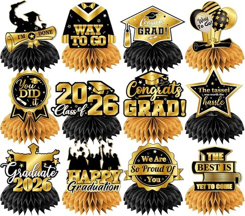 Graduation Table Decorations,12pcs Blue and Gold Graduation Decorations Class Of 2025 Honeycomb Centerpieces Congrats Graduation Centerpieces for Tables,Blue Graduation Table Centerpieces in Kuwait