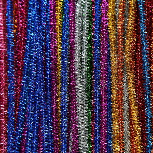 منظفات أنابيب حرفة متعددة الألوان بريق تشنيل (300 قطعة) 20 ألوانًا للزخارف الفنية الإبداعية DIY (0.24 × 12 بوصة) in Kuwait